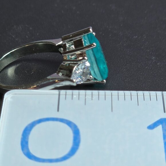Pear-Shaped Simulated Paraiba Statement Ring Size 10 (NWOT) - Picture 5 of 5